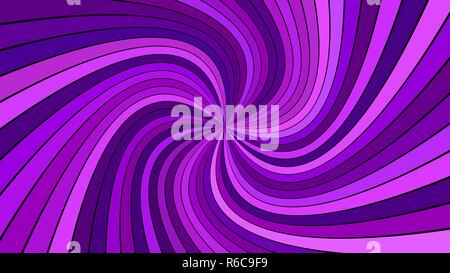 Lila hypnotisch abstrakte gestreifte Spirale Hintergrund Design aus gebogenen Strahlen Stock Vektor