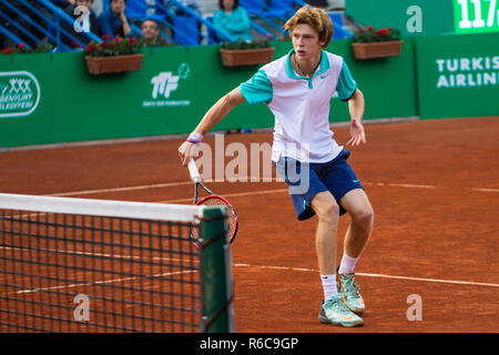 Andrej Rublev in ATP 250 Istanbul Öffnen 27. April - 3. Mai 2015 an die Garanti Koza Arena Stockfoto