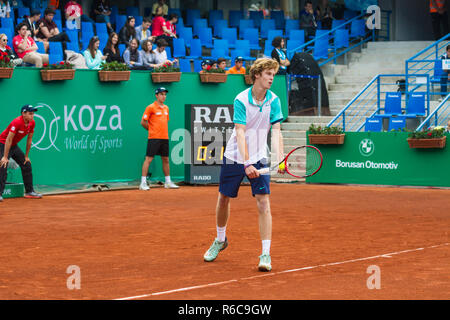 Andrej Rublev in ATP 250 Istanbul Öffnen 27. April - 3. Mai 2015 an die Garanti Koza Arena Stockfoto