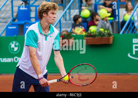 Andrej Rublev in ATP 250 Istanbul Öffnen 27. April - 3. Mai 2015 an die Garanti Koza Arena Stockfoto