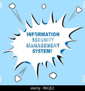 Wort schreiben Text Information Security Management System. Business Konzept für IT-Sicherheit sichere Technologie leer Halftone Sprechblase im Kampf gegen die E Stockfoto