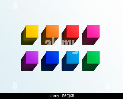 Bullet point Markierungen, farbigen quadratischen Formen, auf weißem Hintergrund Stockfoto