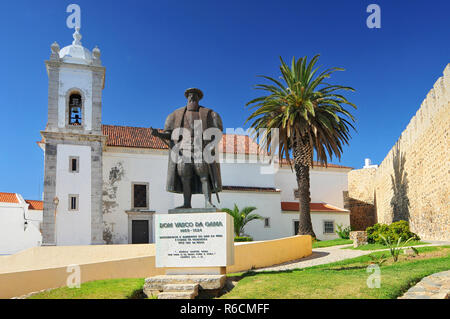 Statue von Dom Vasco Da Gama In Sines, Portugal Stockfoto