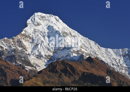 Nepal, Annapurna Conservation Area, Annapurna Süd Blick von Tadapani, Nepal Himalaya Stockfoto