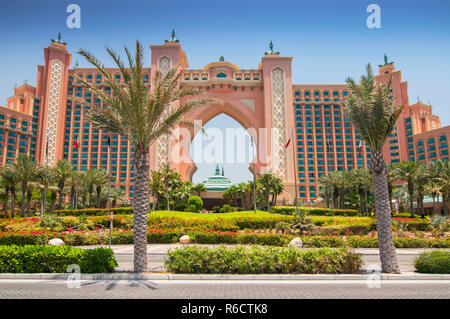 Die weltbekannten Atlantis Hotel am Jumeirah Palm Island, Dubai, Vereinigte Arabische Emirate Stockfoto