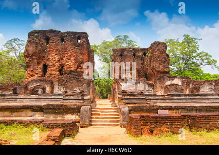 Die Ruinen von Polonnaruwa, die zweite Die meisten antiken Sri Lankas der Königreiche Stockfoto