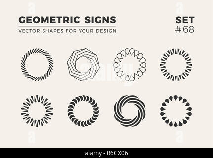 Satz von acht minimalistisch trendige Formen. Stilvolle Vektor logo Embleme für Ihr Design. Einfache geometrische Zeichen Sammlung. Stockfoto