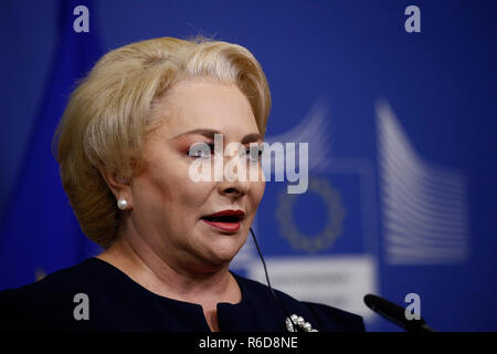 Brüssel, Belgien. 5. Dez. 2018. Der rumänische Ministerpräsident Viorica Dancila gibt eine Pressekonferenz im Hauptsitz der EU. Alexandros Michailidis/Alamy leben Nachrichten Stockfoto