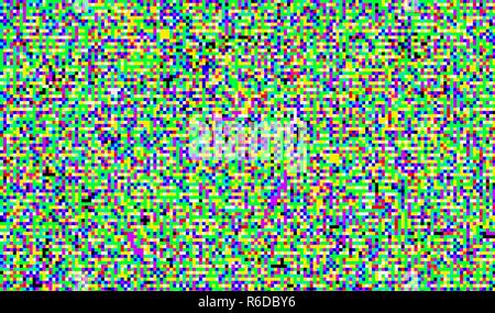 Farbe Pixel. Test TV-Bildschirm Digital VHS Hintergrund. Fehler Computer Video. Glitch Textur für Spiel. Abstrakte beschädigt werden. Stock Vektor