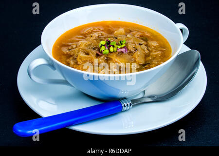 Russische Suppe Soljanka Stockfoto