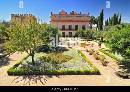 Gärten in der Alcázar de Jerez, Jerez De La Frontera, Andalusien, Spanien Stockfoto