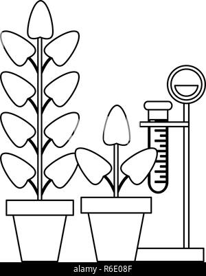 Wissenschaftliche Experimente und Untersuchungen Schwarz und Weiß Stock Vektor