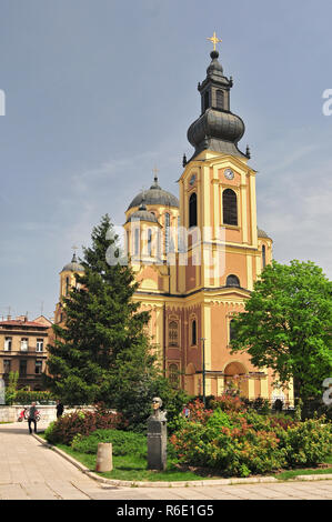 Die Kathedrale Kirche der Geburt der Gottesgebärerin in Sarajevo Bosnien, Dom ist die größte Serbische Orthodoxe Kirche in Sarajevo. Stockfoto