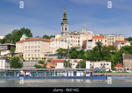 Ansicht der Stadt von der Donau Belgrad Stockfoto