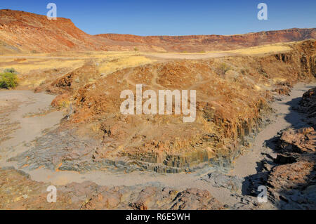 Orgelpfeifen Rock Formation, in der Nähe von Twyfelfontein, Damaraland, Namibia Stockfoto