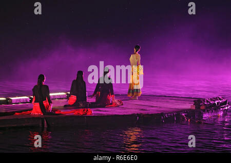 Eindruck Liu Sanjie Night Light Show Performance auf dem Li-fluss Yangshuo China Stockfoto