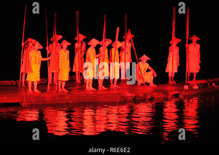 Eindruck Liu Sanjie Night Light Show Performance auf dem Li-fluss Yangshuo China Stockfoto