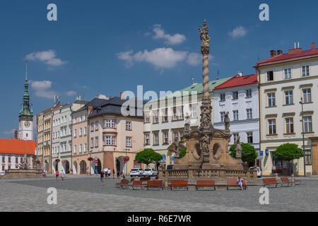 Marianische Pestsäule auf Dolni Namesti in Olomouc, Mähren Tschechien Stockfoto