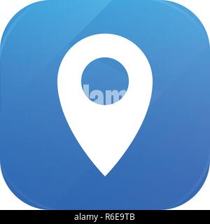 Markierung der Position und Navigation Flachbild-Symbol, glänzende Symbol auf weißem Hintergrund Stock Vektor