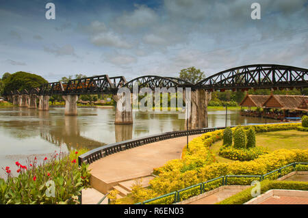 Die Brücke am River Kwai, Kanchanaburi, Thailand Stockfoto