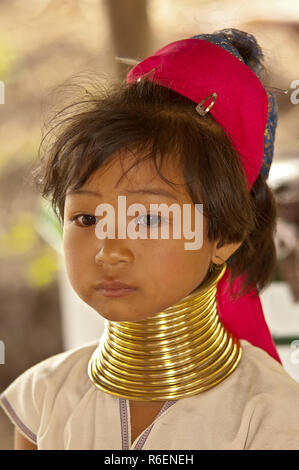 Junge Kind Der long-neck Frauen Padaung Stamm, Thailand Stockfoto