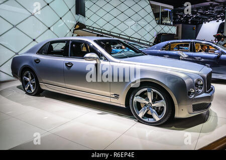 FRANKFURT - Sept. 2015: Bentley Mulsane auf der IAA International Motor Show am 20. September vorgelegt, 2015 in Frankfurt am Main, Deutschland Stockfoto