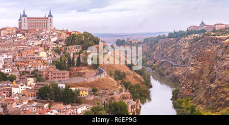 Panorama von Toledo, Castilla La Mancha, Spanien Stockfoto