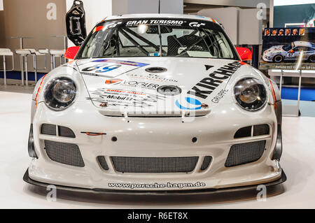 FRANKFURT - Sept. 2015: Porsche 911 997 GT3 RSR auf der IAA International Motor Show vorgestellt am 20. September 2015 in Frankfurt am Main, Deutschland Stockfoto