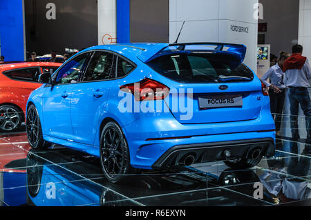 FRANKFURT - Sept. 2015: Ford Focus RS auf der IAA International Motor Show am 20. September vorgelegt, 2015 in Frankfurt am Main, Deutschland Stockfoto