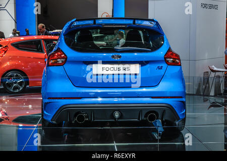 FRANKFURT - Sept. 2015: Ford Focus RS auf der IAA International Motor Show am 20. September vorgelegt, 2015 in Frankfurt am Main, Deutschland Stockfoto