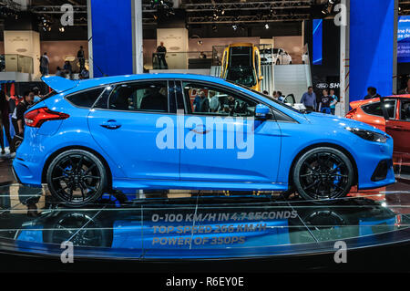 FRANKFURT - Sept. 2015: Ford Focus RS auf der IAA International Motor Show am 20. September vorgelegt, 2015 in Frankfurt am Main, Deutschland Stockfoto