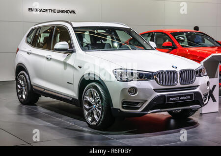 FRANKFURT - Sept. 2015: BMW X3 xDrive 20d auf der IAA International Motor Show am 20. September vorgelegt, 2015 in Frankfurt am Main, Deutschland Stockfoto