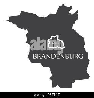 Berlin-Brandenburg Bundesländer Karte von Deutschland schwarz mit Titel Stock Vektor