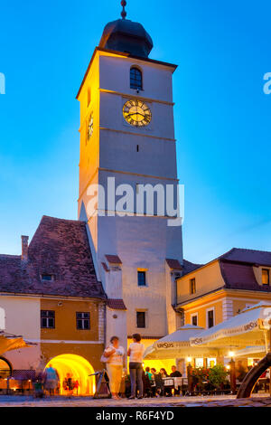 Der Turm von Sibiu aus dem Großen, Sibiu, Rumänien Stockfoto