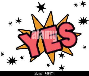 Ja komische Wörter in Sprechblase isolierte Symbol Stock Vektor