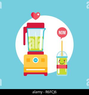 Mixer und frischen Smoothie Saft im Glas Vector Illustration Stock Vektor