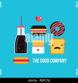 Fast food Icons Set Vector Illustration Essen banner Stock Vektor