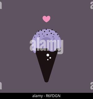 Cute Heidelbeere Eis und Herz bunte banner Vector Illustration Stock Vektor