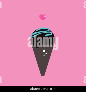 Süße Schokolade Eis mit süßen Glasur und Herzen Vector Illustration Stock Vektor