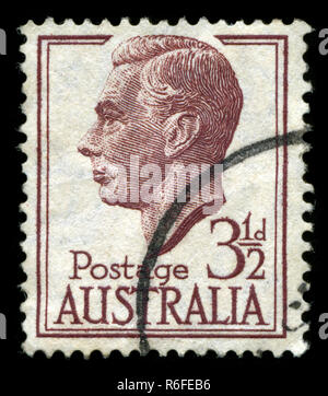 Briefmarke aus Australien in der King George VI in unterschiedlichen Frames Serie 1951 ausgestellt Stockfoto
