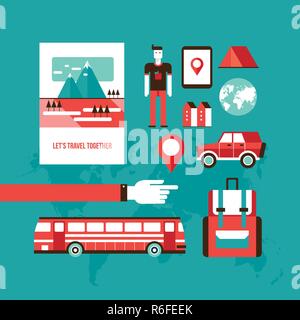 Tourismus und Reisen, moderne flache Design Elemente Vector Illustration Stock Vektor