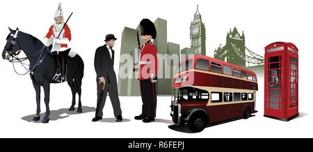 Paar London Bilder auf der Stadt. Vector Illustration Stock Vektor