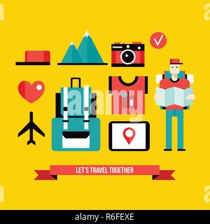 Tourismus und Reisen, moderne flache Design Elemente Vector Illustration Stock Vektor
