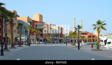 Neue Marina Promenade Straße, Ägypten, Hurghada. Stockfoto