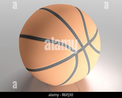 Nur Basketball Ball auf einer glänzenden Grau - 3D Rendering illustration Stockfoto