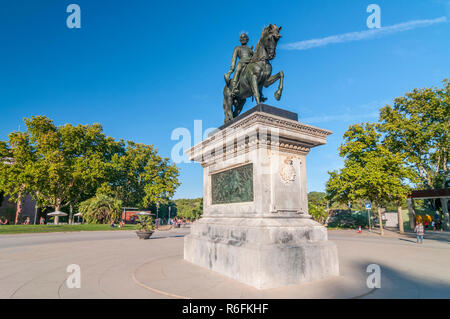 General Juan Prim Monument, Reiterstatue, Parc De La Ciutadella, Barcelona, Katalonien, Spanien Stockfoto