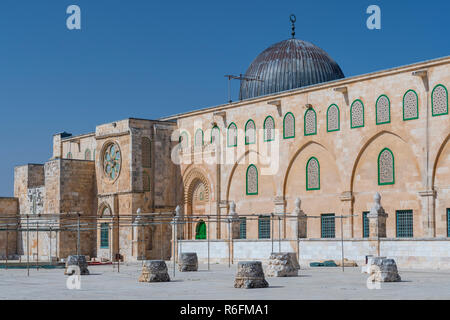 Die islamische Heiligtum der El Aksa Moschee auf dem Tempelberg (das edle Heiligtum) in Ost Jerusalem, Israel Stockfoto