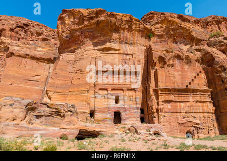 Blick auf Seide Grab in der antiken Stadt Petra in Jordanien Stockfoto