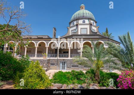 Kirche der Seligpreisungen, die Römisch-katholische Kirche von See Genezareth entfernt in der Nähe von Tabgha und Kapernaum auf dem Berg der Seligpreisungen, wo Jesus ist, Glauben Stockfoto