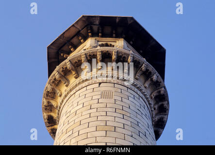 Minar des Taj Mahal 7 Wunder der Welt, Agra, Uttar Pradesh, Indien Stockfoto